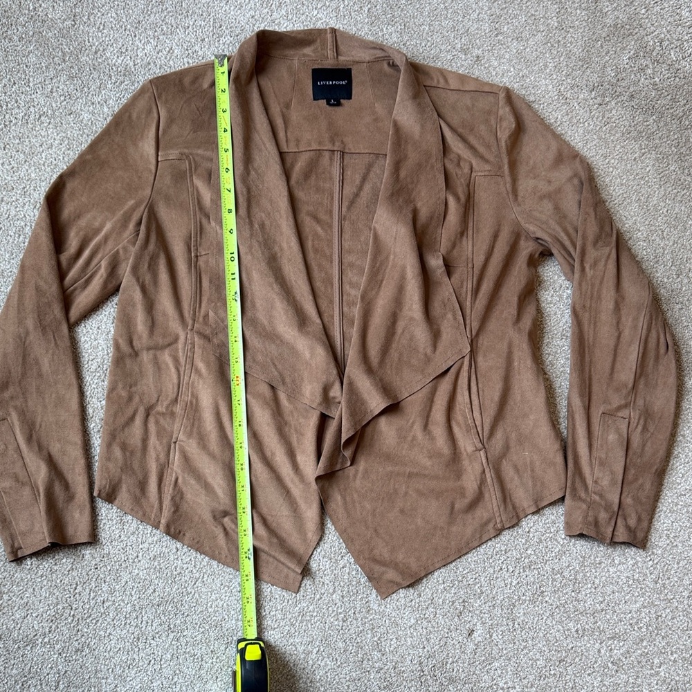 Liverpool  Women's Tan Brown Blazer Drapey Jacket Size Large 12-14 Faux Suede - Picture 4 of 12